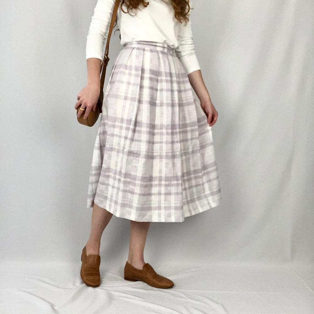Vintage Pleated Midi Skirt High Waisted Long Pleated Pockets Kilt Preppy Canada - Picture 9 of 9
